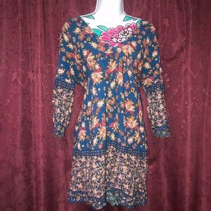 Blue Floral Multi Color Dress